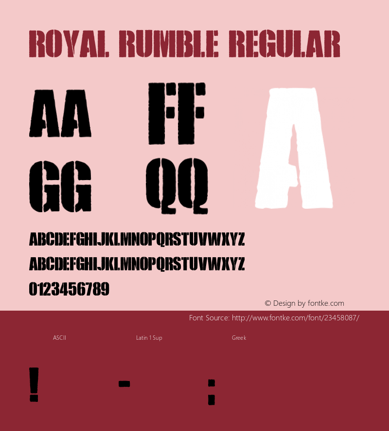 Royal Rumble Version 1.00 October 20, 2013, initial release Font Sample