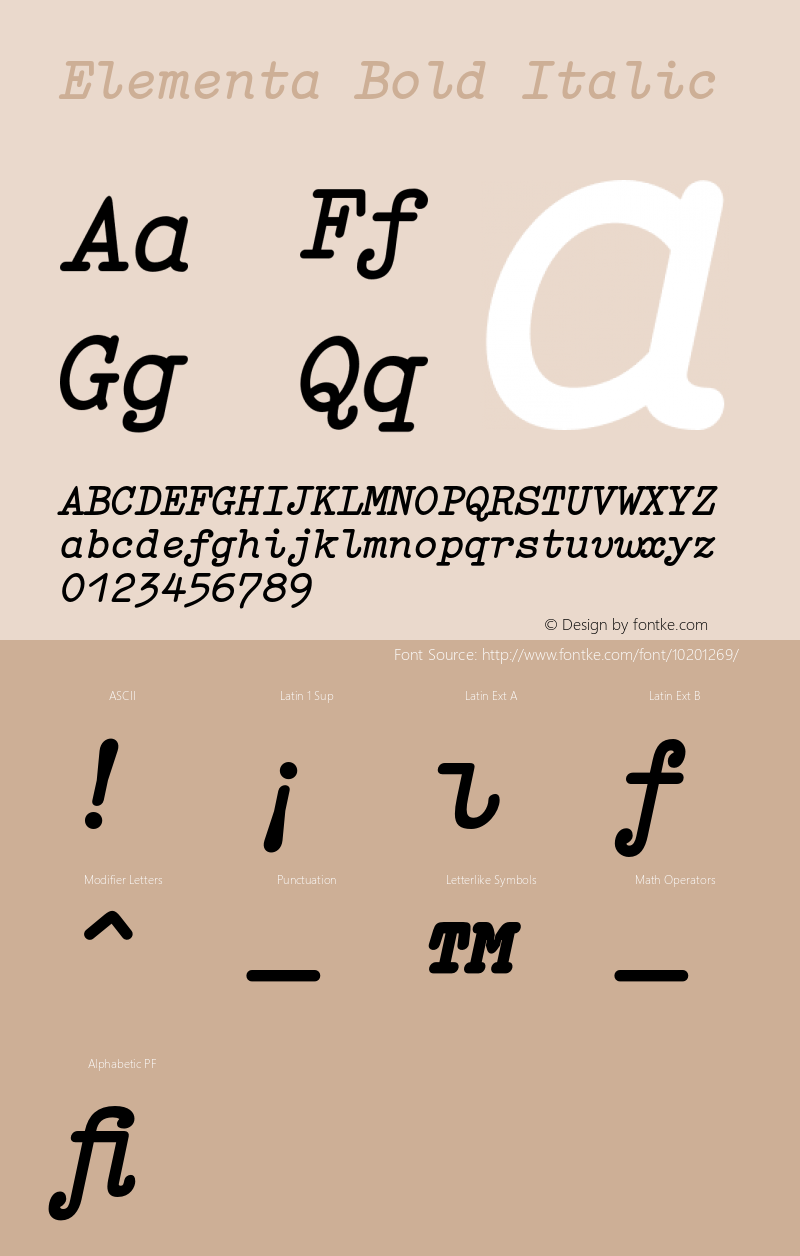 Elementa Bold Italic 001.000 Font Sample