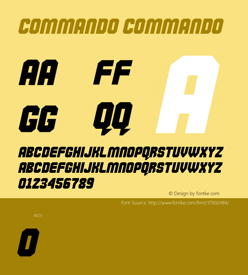 Commando Commando Version 1.00 2007 initial release Font Sample