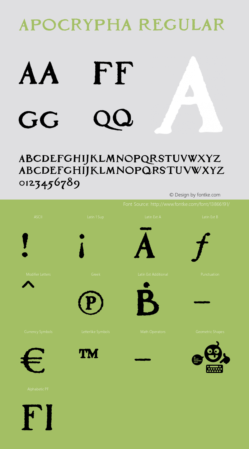 Apocrypha Regular Version 2.000 Font Sample