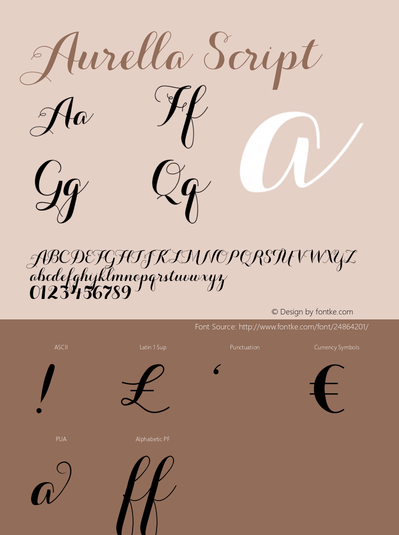 Aurella-Script Version 1.000 Font Sample