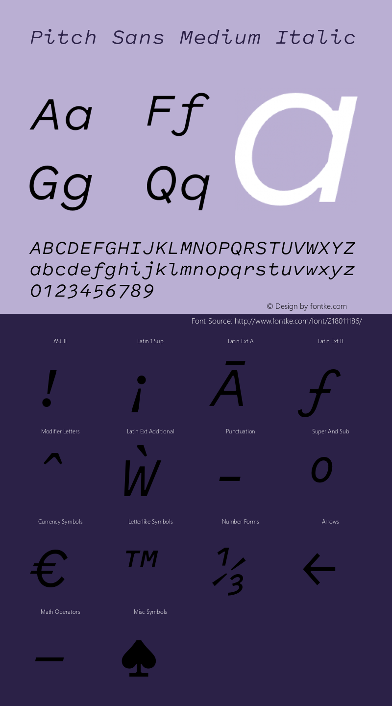 Pitch Sans Medium Italic Version 1.001;PS 1.1;hotconv 16.6.51;makeotf.lib2.5.65220图片样张