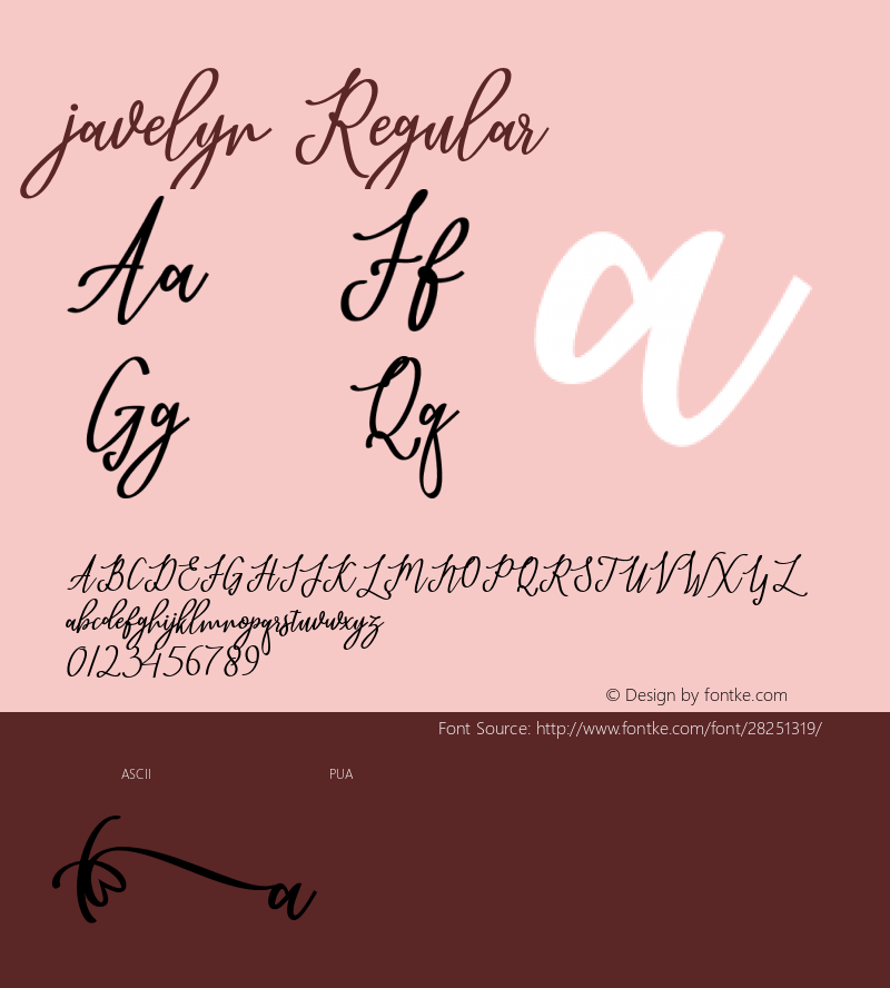 javelyn Version 1.000 Font Sample