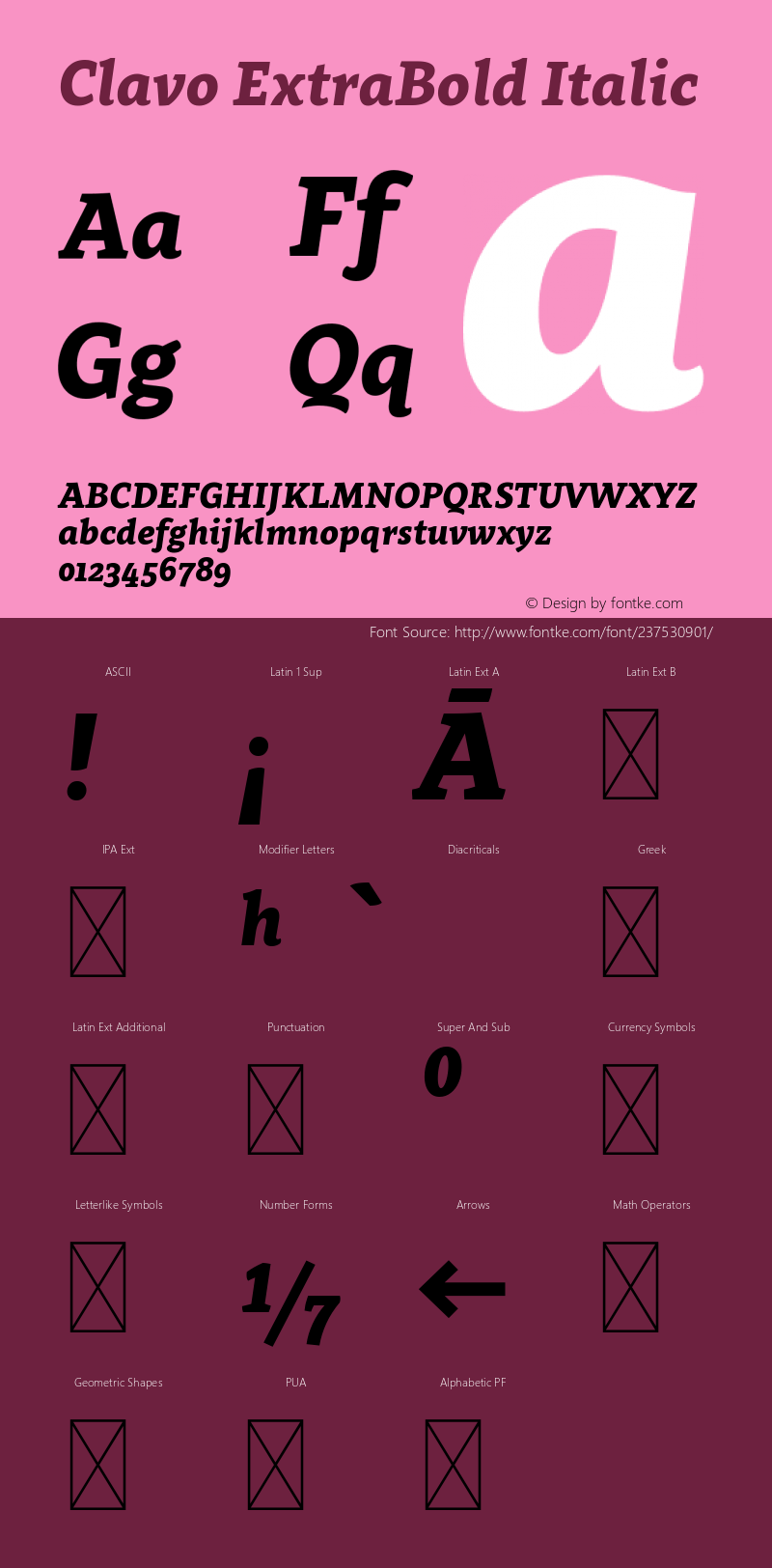 Clavo ExtraBold Italic Version 1.007图片样张