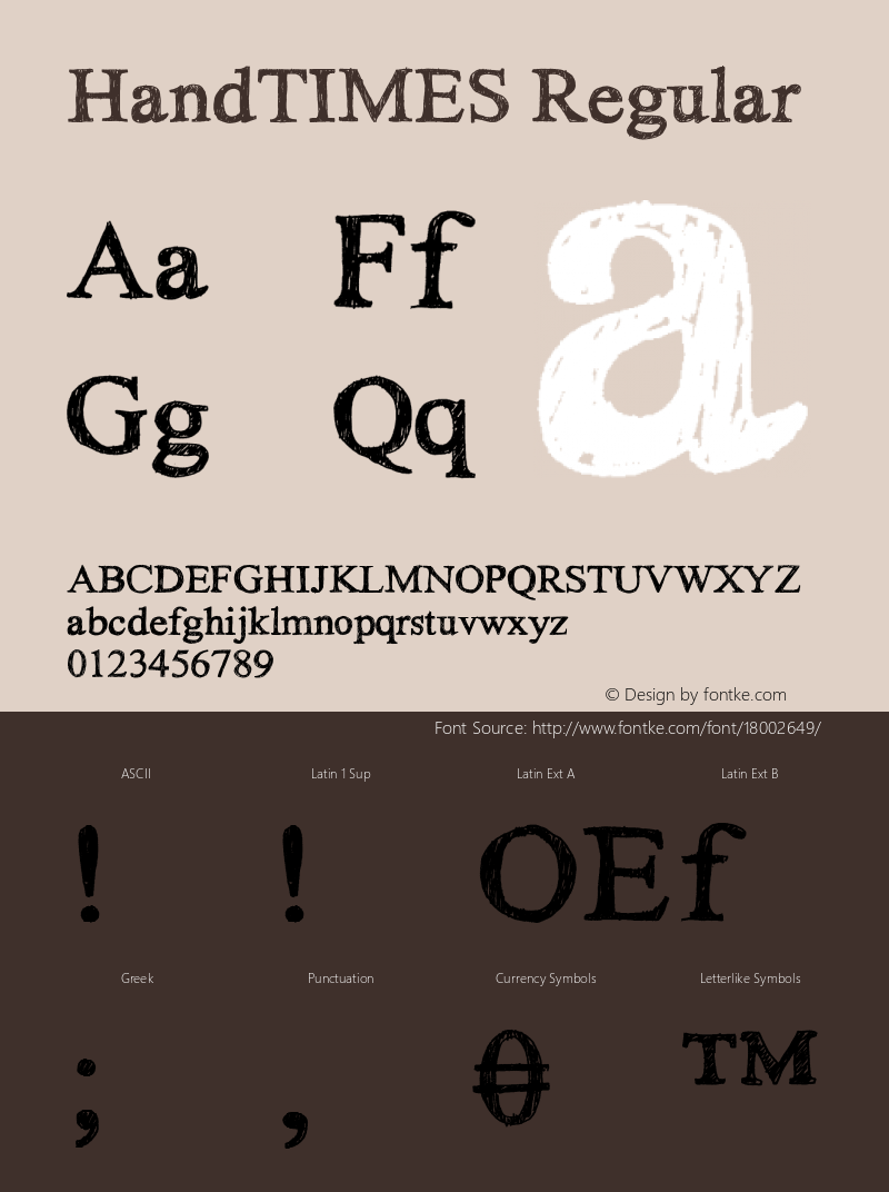 HandTIMES Regular Version 5.01.3x Font Sample