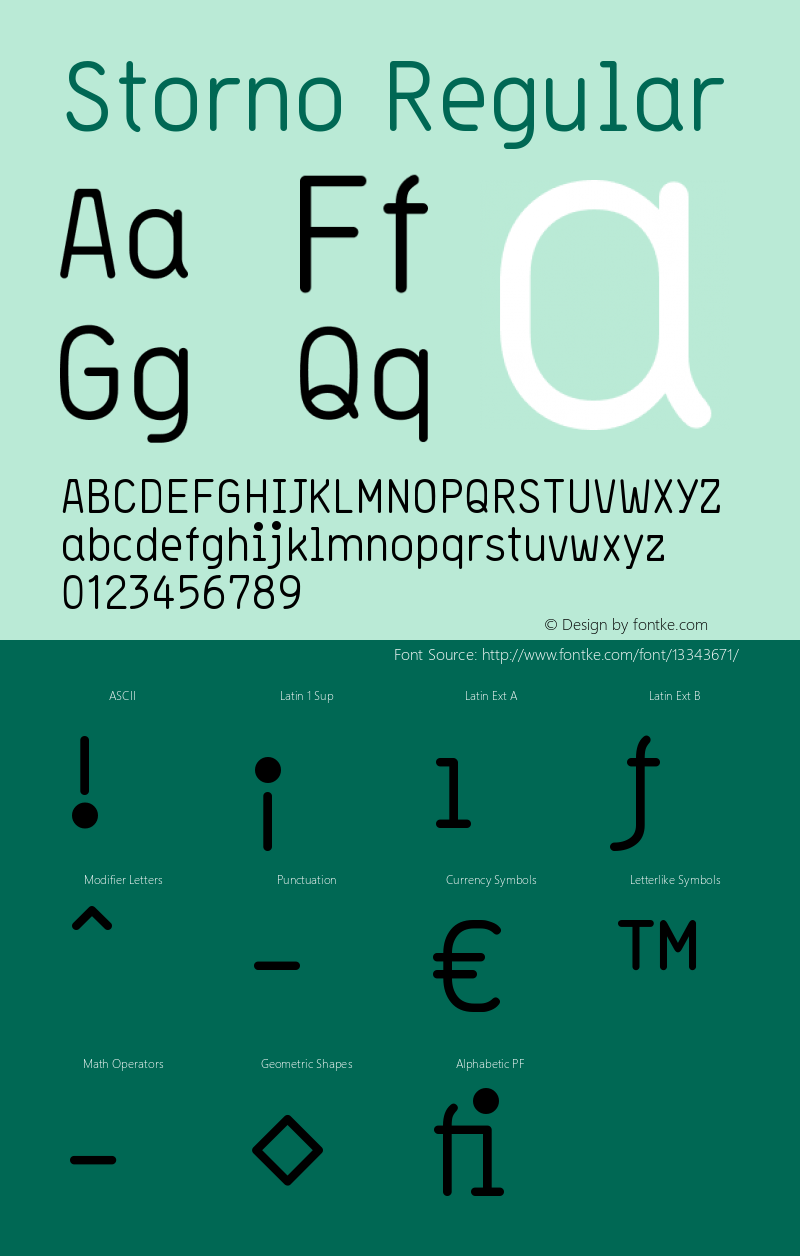 Storno Regular Version 001.000 Font Sample