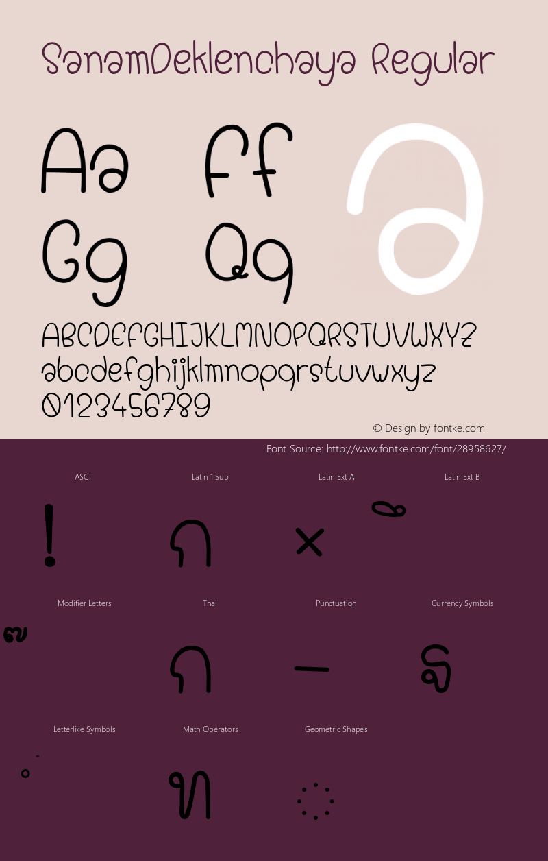 SanamDeklen_chaya Version 1.001 by chaya Font Sample