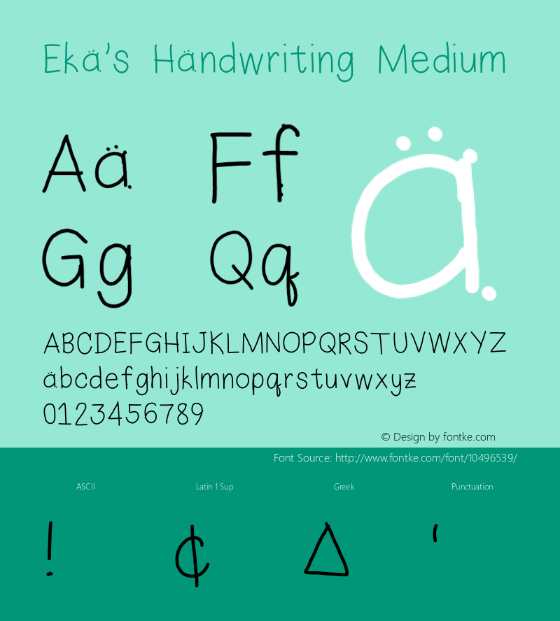 Eka's Handwriting Medium Version 1.0 Font Sample
