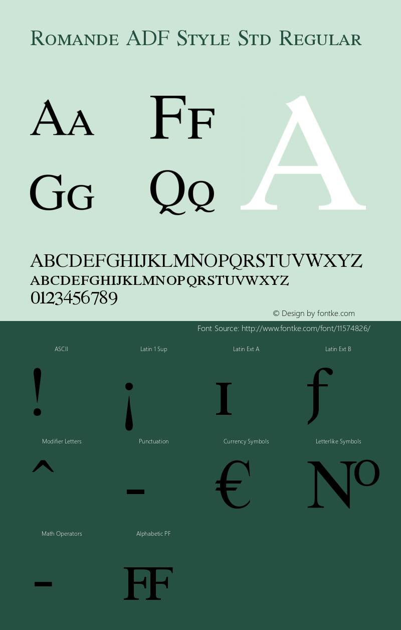 Romande ADF Style Std Regular Version 1.008 Font Sample