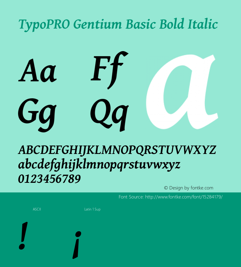 TypoPRO Gentium Basic Bold Italic Version 1.102; 2013; Maintenance release Font Sample