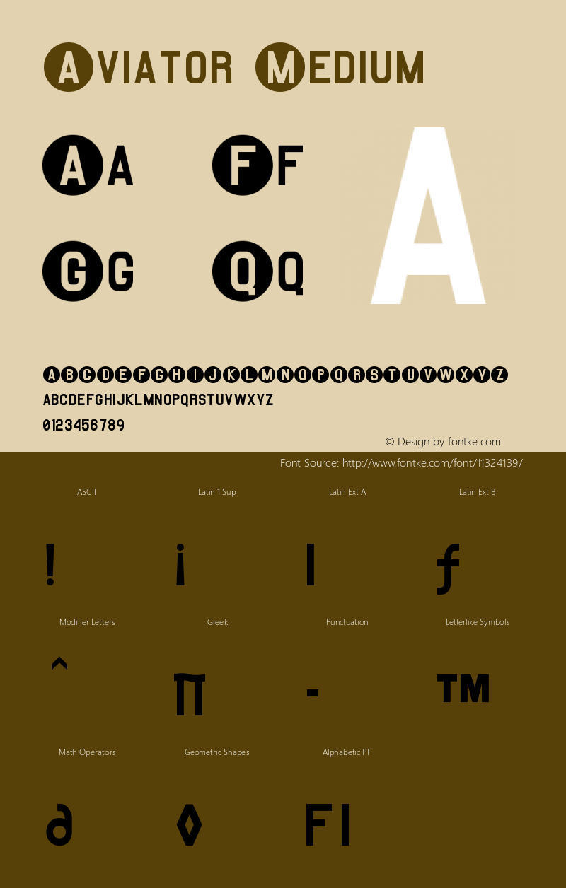 Aviator Medium Version 001.000 Font Sample