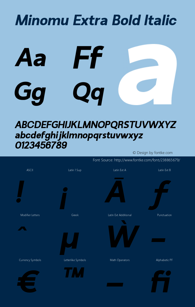 Minomu Extra Bold Italic Version 1.000图片样张