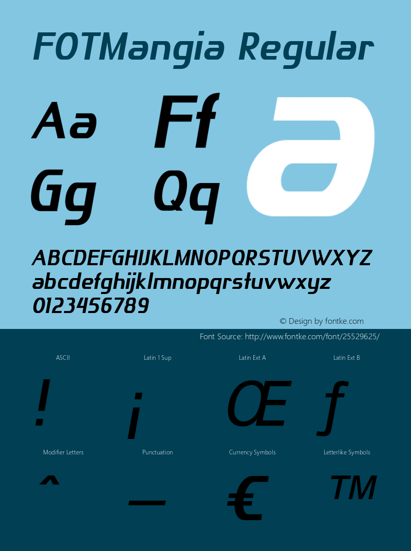 FOTMangia Version 1.000 Font Sample