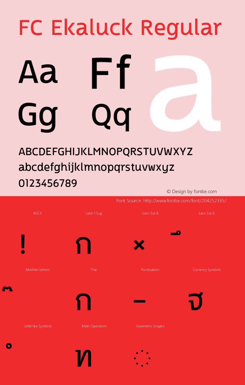 FC Ekaluck Regular Version 1.01 2019 by Fontcraft: Jutipong Poosumas图片样张