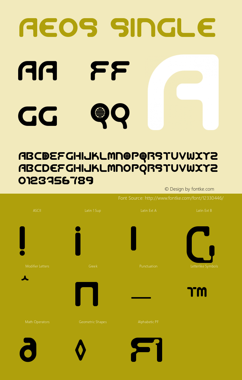 Aeos Single Version 001.000 Font Sample