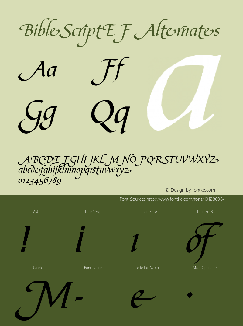 BibleScriptEF Alternates Macromedia Fontographer 4.1 4/29/03 Font Sample