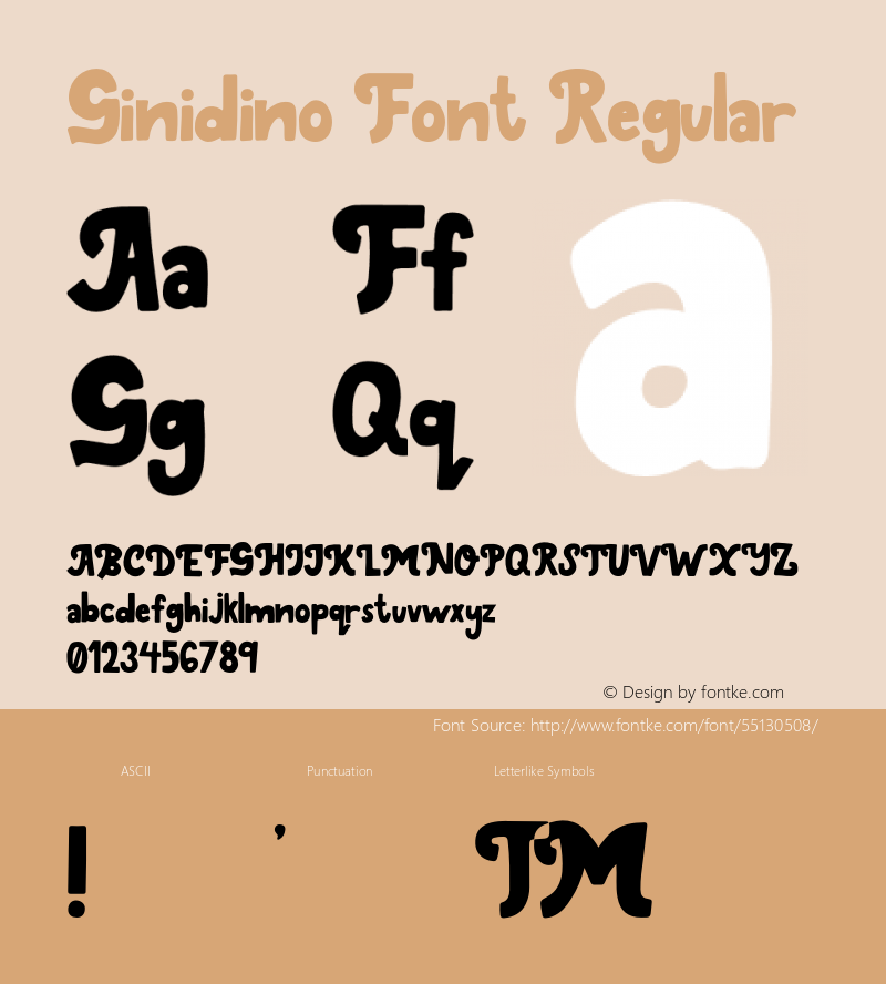 Ginidino Font Regular Version 1.000;PS 001.000;hotconv 1.0.88;makeotf.lib2.5.64775 Font Sample