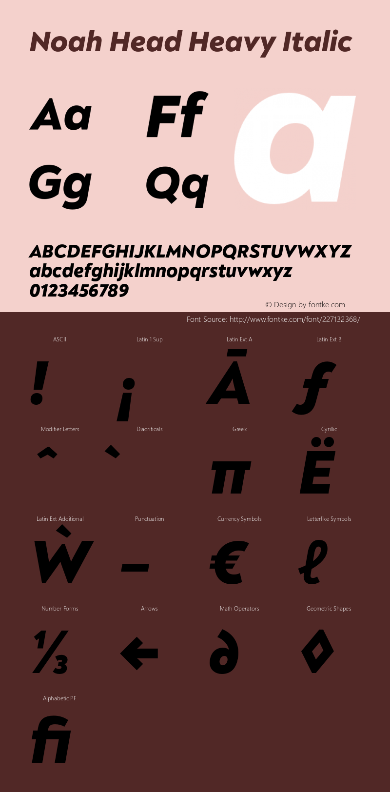 Noah Head Heavy Italic Version 1.000;PS 001.000;hotconv 1.0.88;makeotf.lib2.5.64775图片样张