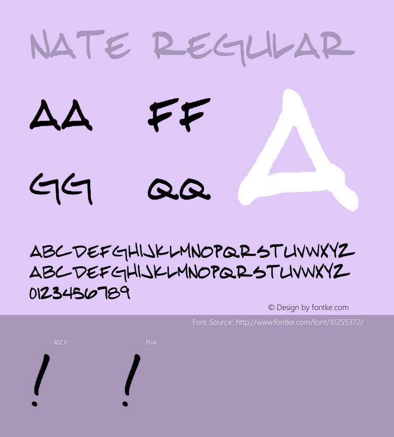 Nate Regular Version 1.02; January 1, 2000 Font Sample