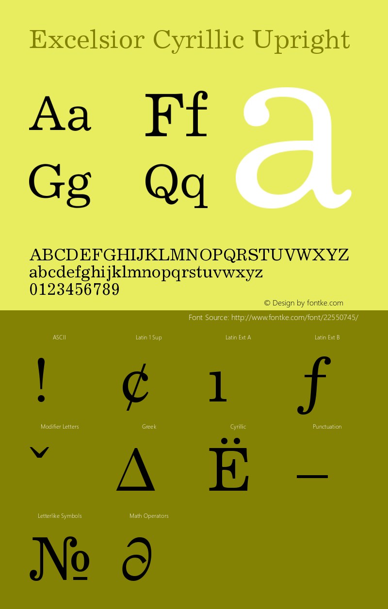 Excelsior Cyrillic Upright Version 001.000 Font Sample