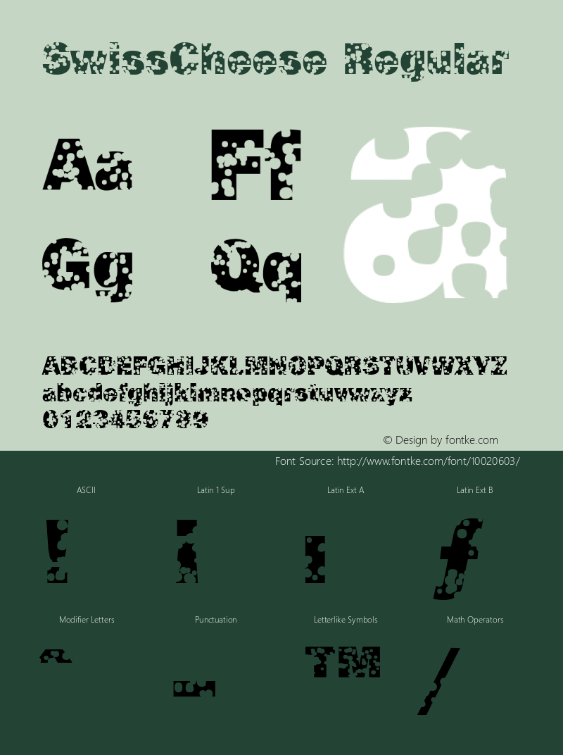 SwissCheese Regular Print Artist: Sierra On-Line, Inc. Font Sample