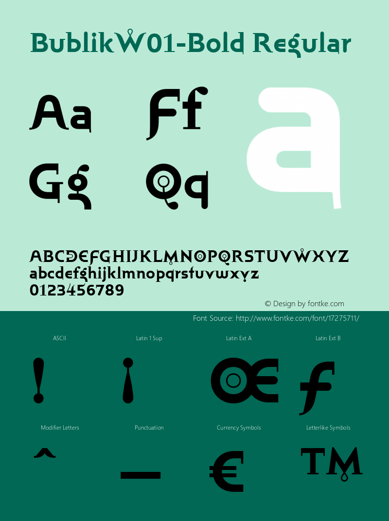 BublikW01-Bold Regular Version 1.00 Font Sample