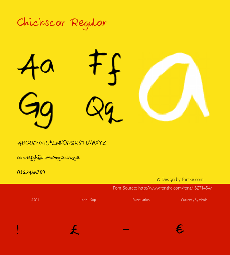 Chickscar Regular Unknown Font Sample