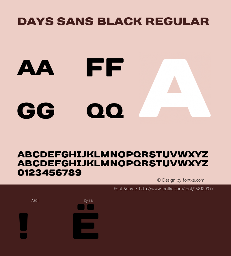 Days Sans Black Regular Version 1.000; ttfautohint (v1.4.1) Font Sample