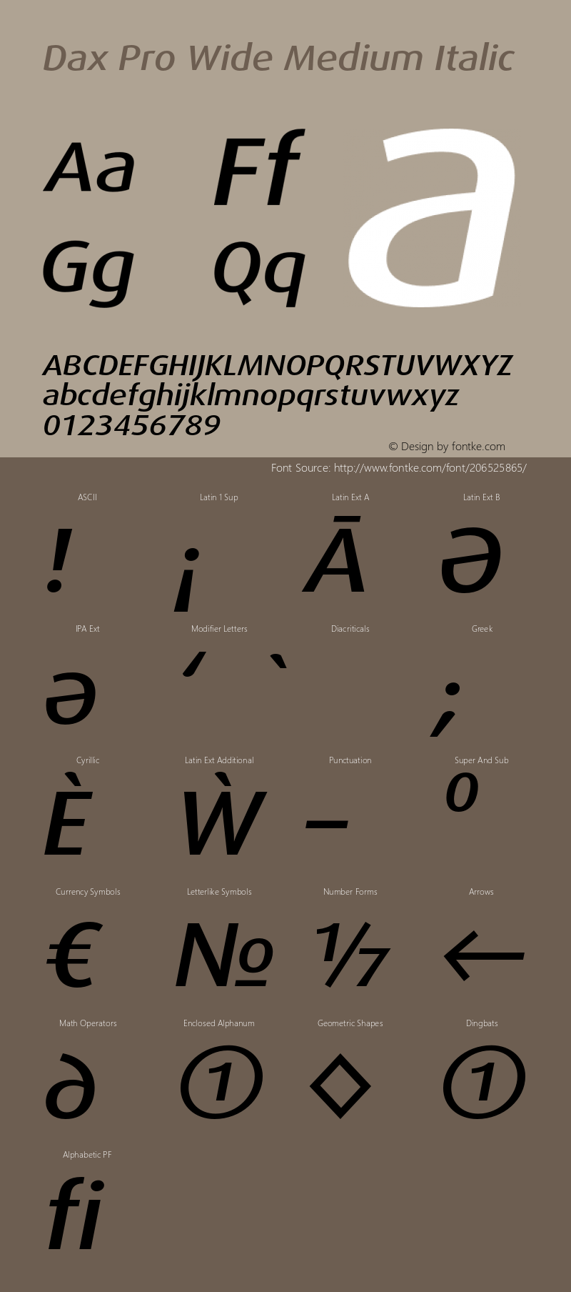 Dax Pro Wide Medium Italic Version 7.504; 2006; Build 1022图片样张