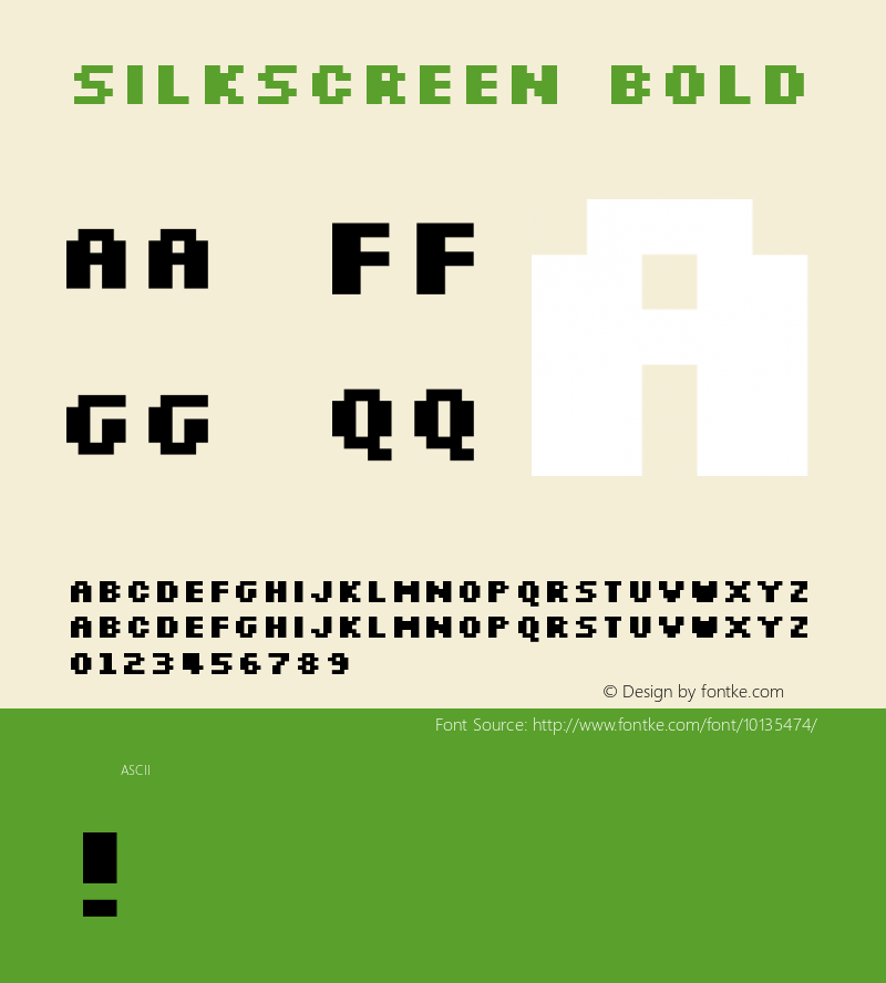 Silkscreen Bold 1.0 Sat Aug 21 15:44:44 1999 Font Sample