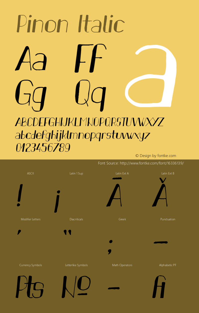 Pinon Italic Version 1.00 April 10, 2016, initial release Font Sample