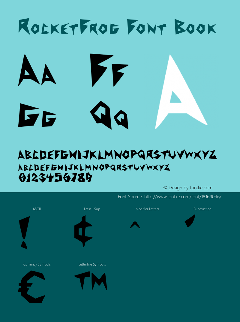 RocketFrog Font Book Version 1.00 July 30, 2012, Font Sample