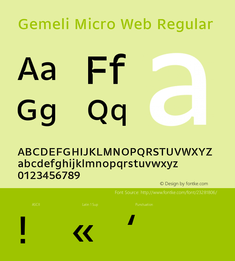 Gemeli Micro Web Regular Version 1.001;PS 1.1;hotconv 1.0.72;makeotf.lib2.5.5900; ttfautohint (v0.92) -l 8 -r 50 -G 200 -x 14 -w 
