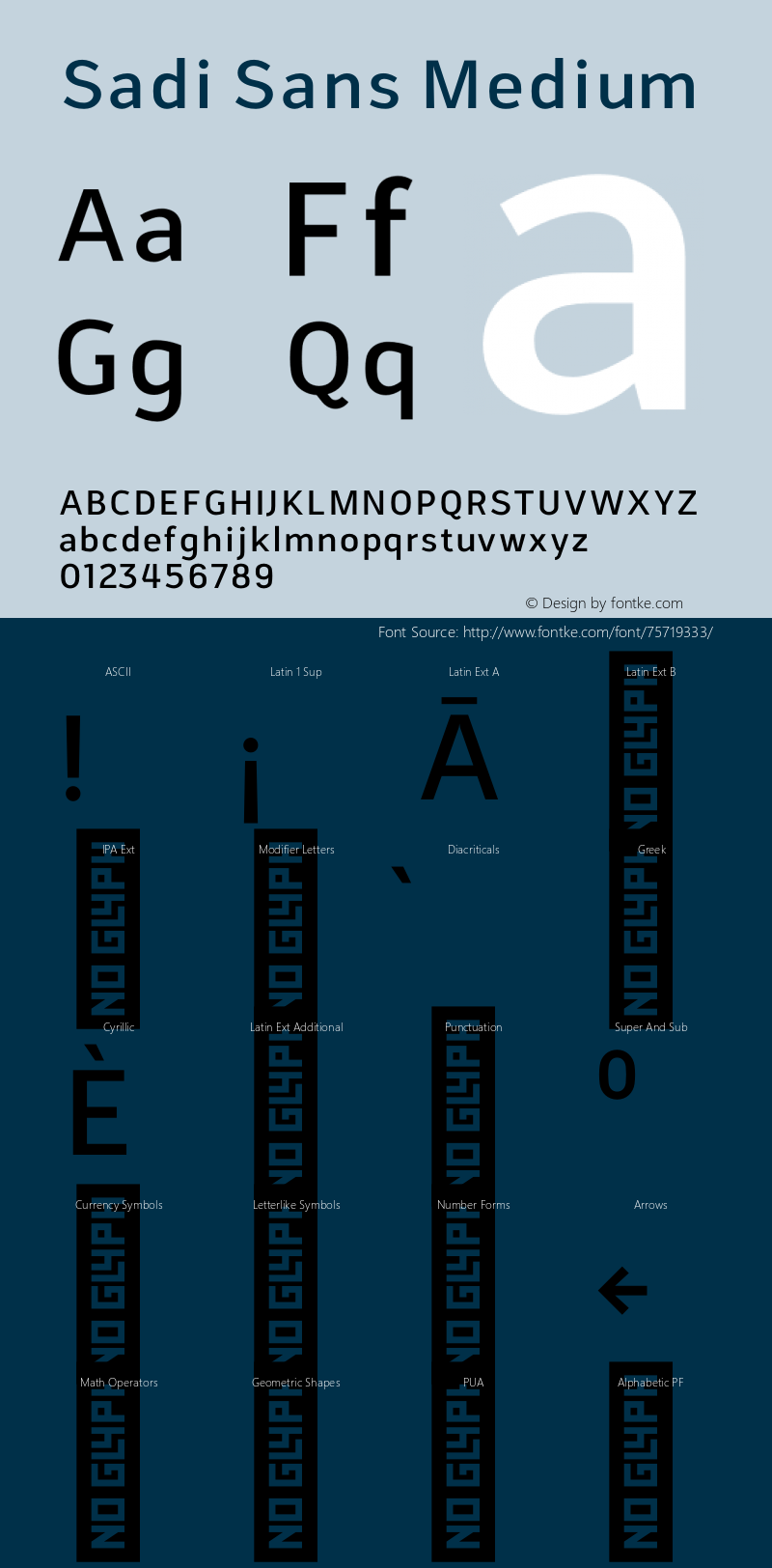 Sadi Sans Medium Version 1.000;hotconv 1.0.109;makeotfexe 2.5.65596 Font Sample