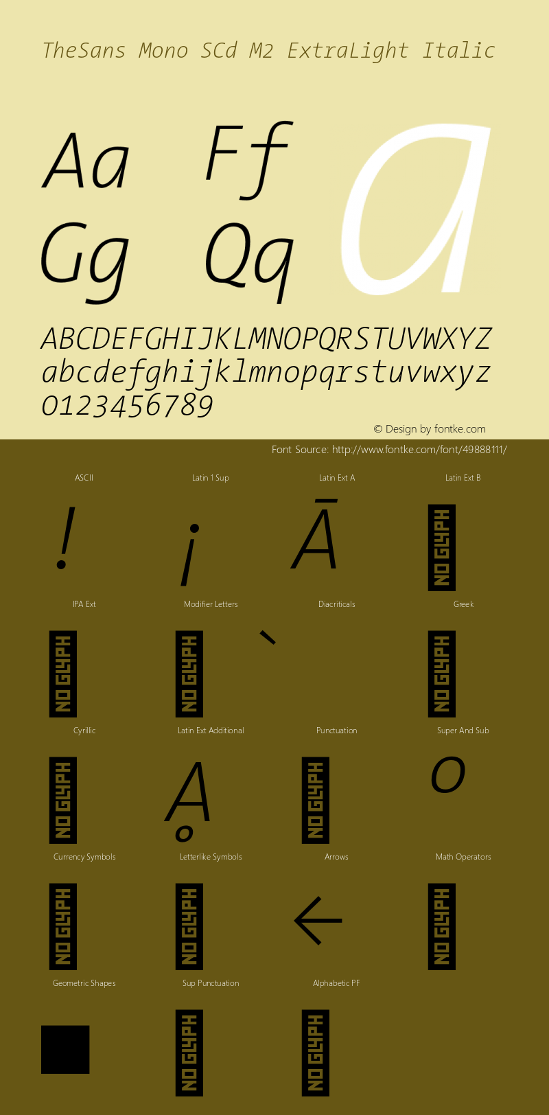 TheSansMono-SCdM2ExtraLightIt 3.006 Font Sample