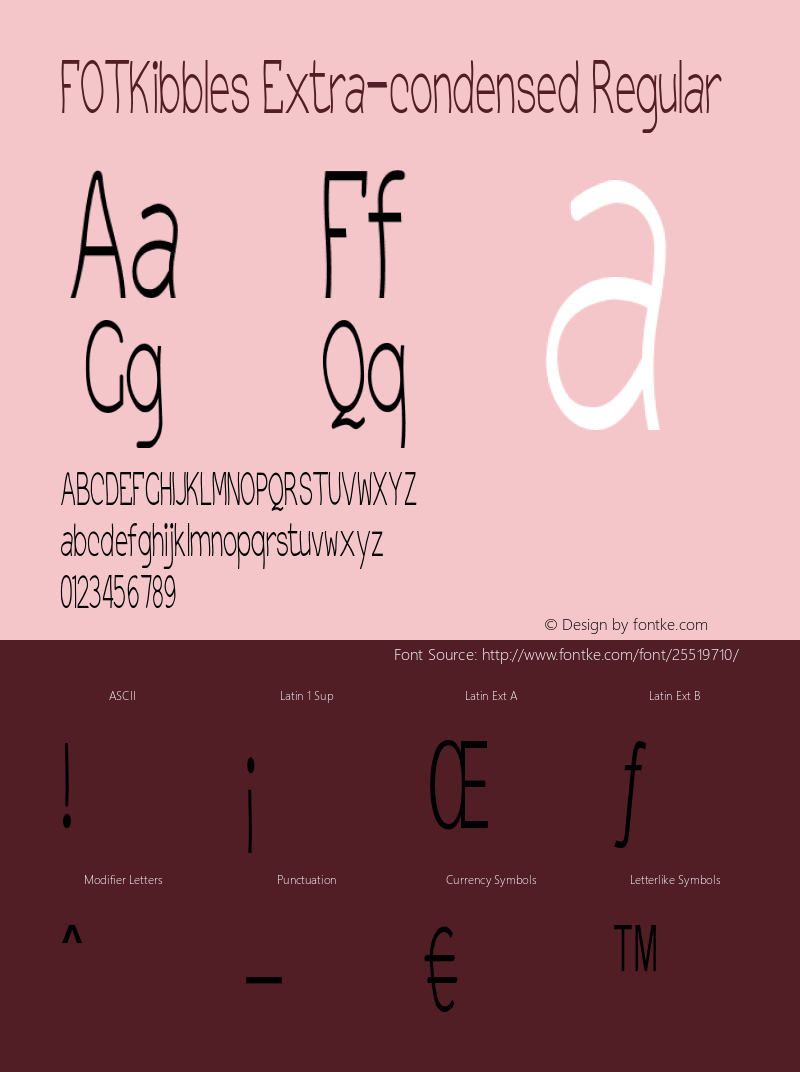 FOTKibbles-ExtracondensedRegular Version 1.000 Font Sample