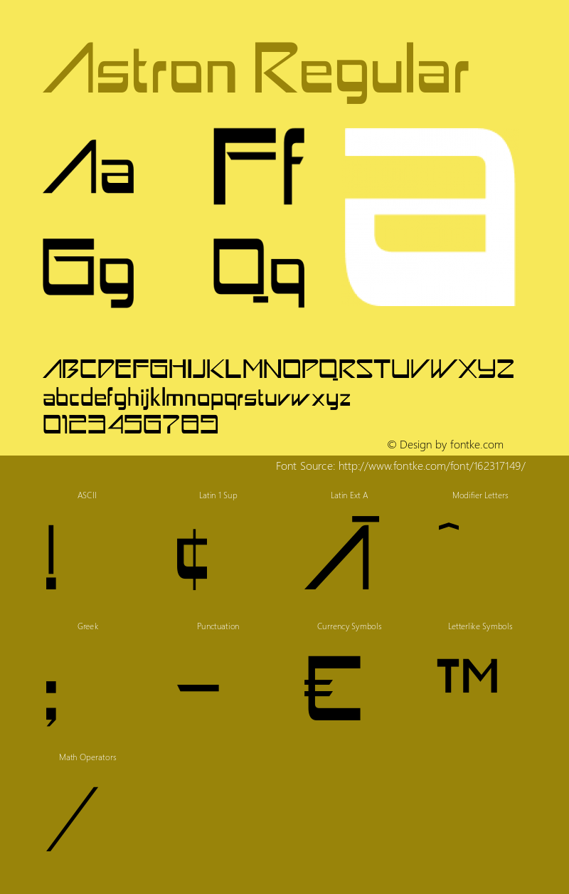Astron Version 1.20 February 17, 2011 Font Sample