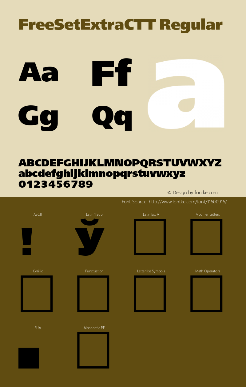 FreeSetExtraCTT Regular 1.100.000 Font Sample