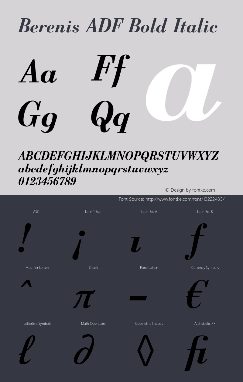 Berenis ADF Bold Italic Version 1.003;PS 1.008;Core 1.0.38;makeotf.lib1.6.5960 Font Sample
