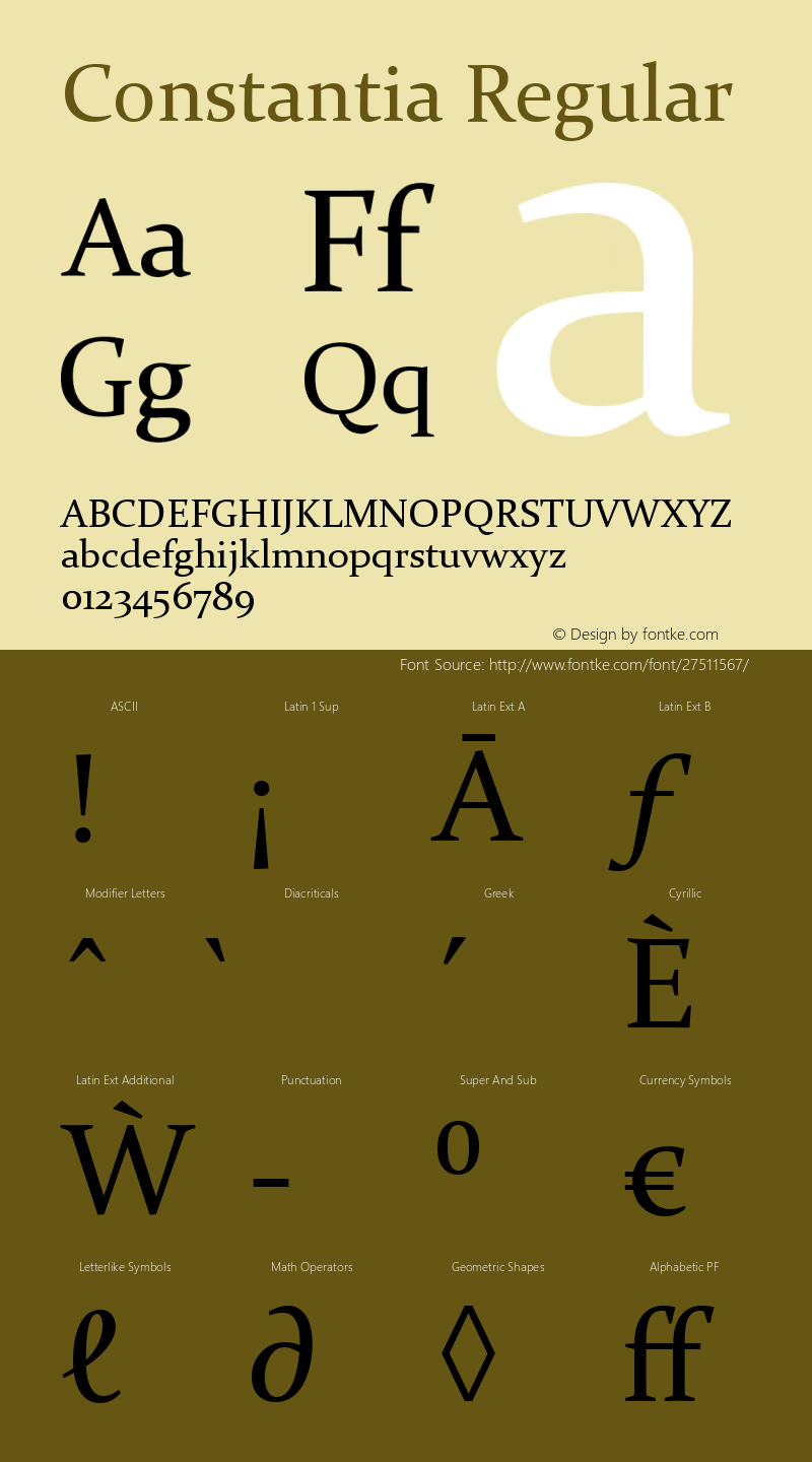 Constantia Version 2.00 Font Sample