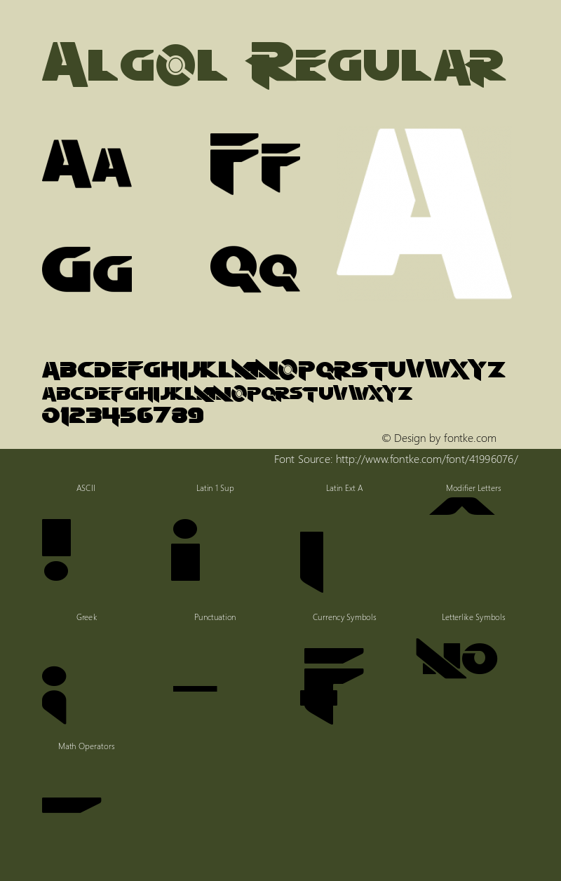 Algol Version 1.10 January 15, 2015 Font Sample