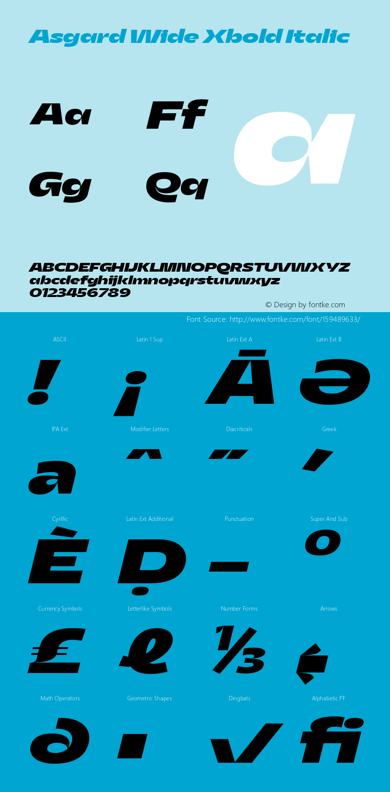 Asgard Wide Xbold Italic Version 2.003;FEAKit 1.0 Font Sample