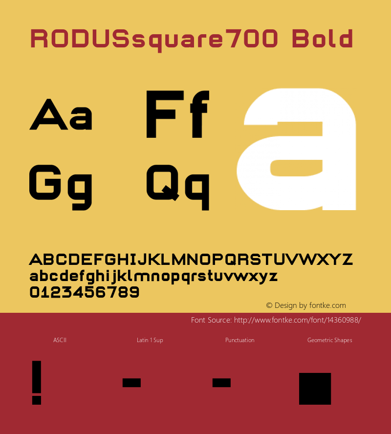 RODUSsquare700 Bold Version 1.0 Font Sample