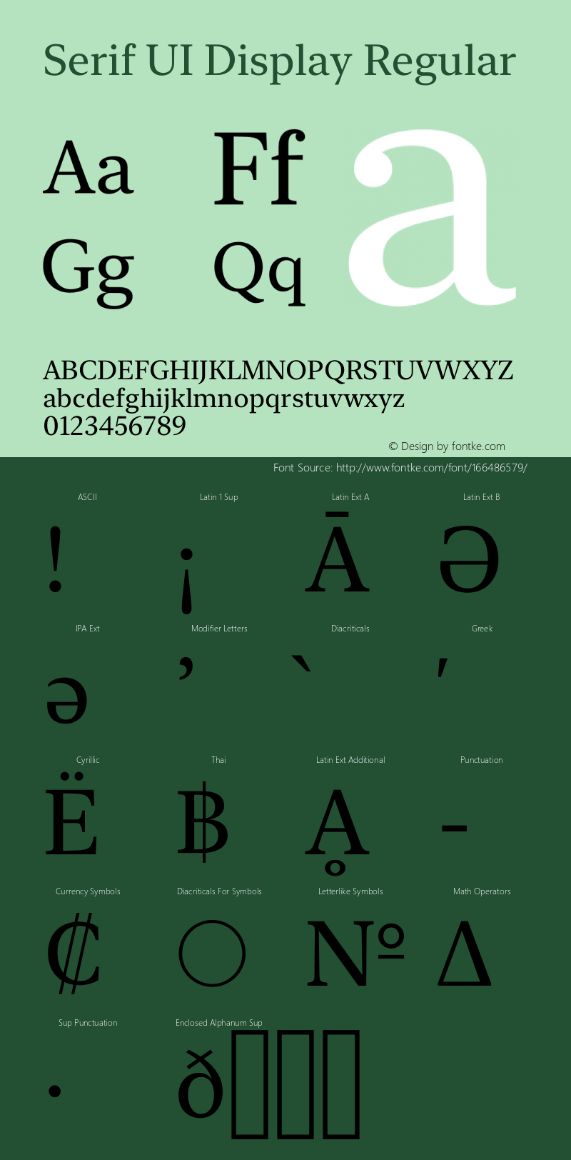 Serif UI Display Regular Version 13.0d2e14 Font Sample