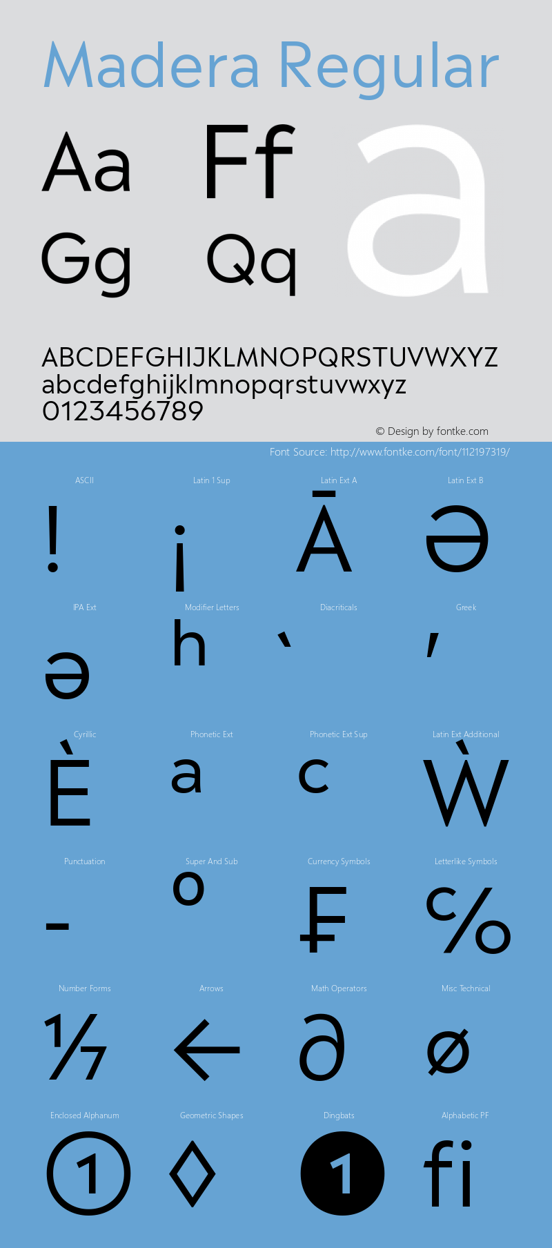 Madera Regular Version 2.01 Font Sample