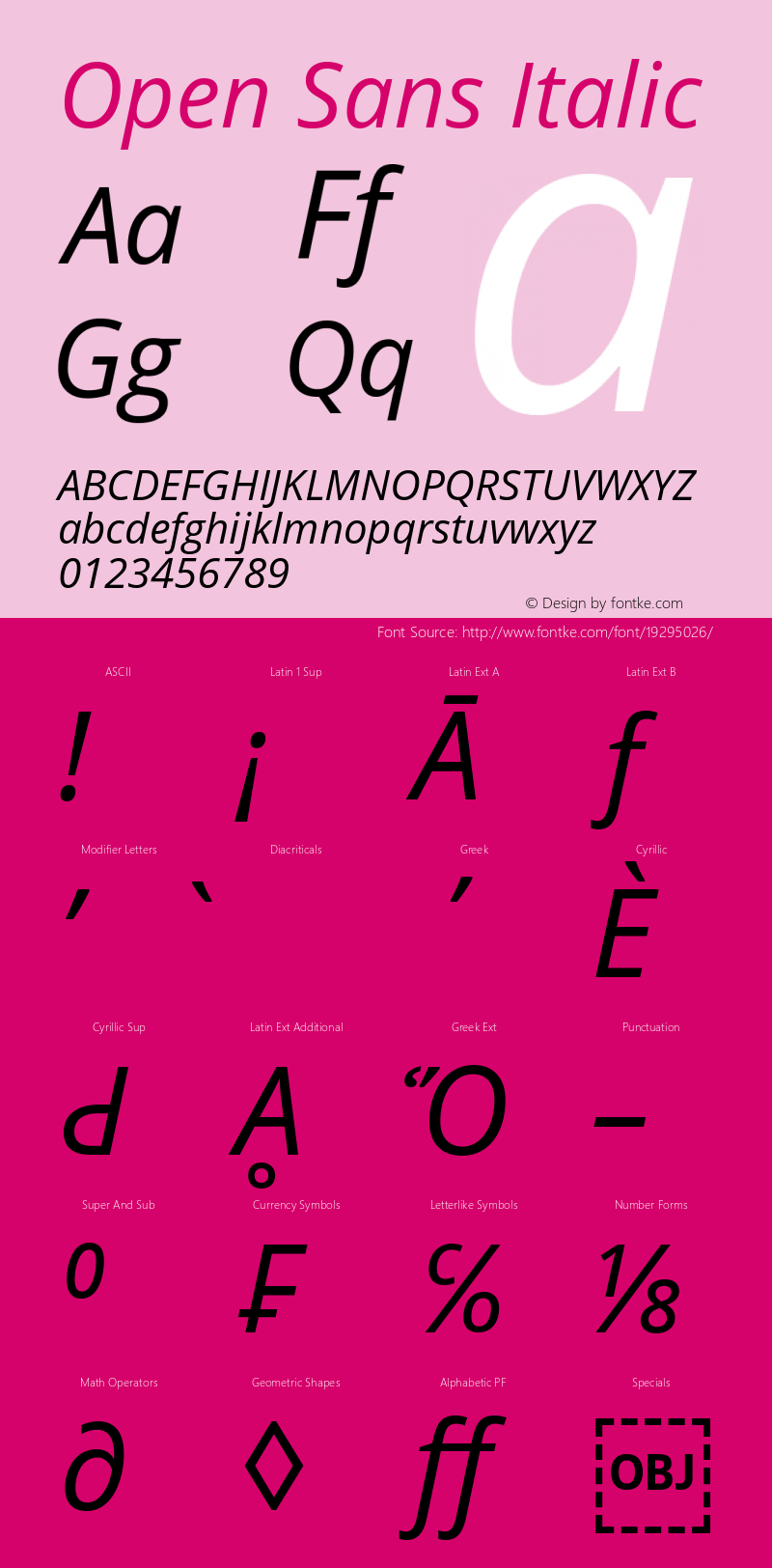 Open Sans Italic Version 1.10 Font Sample