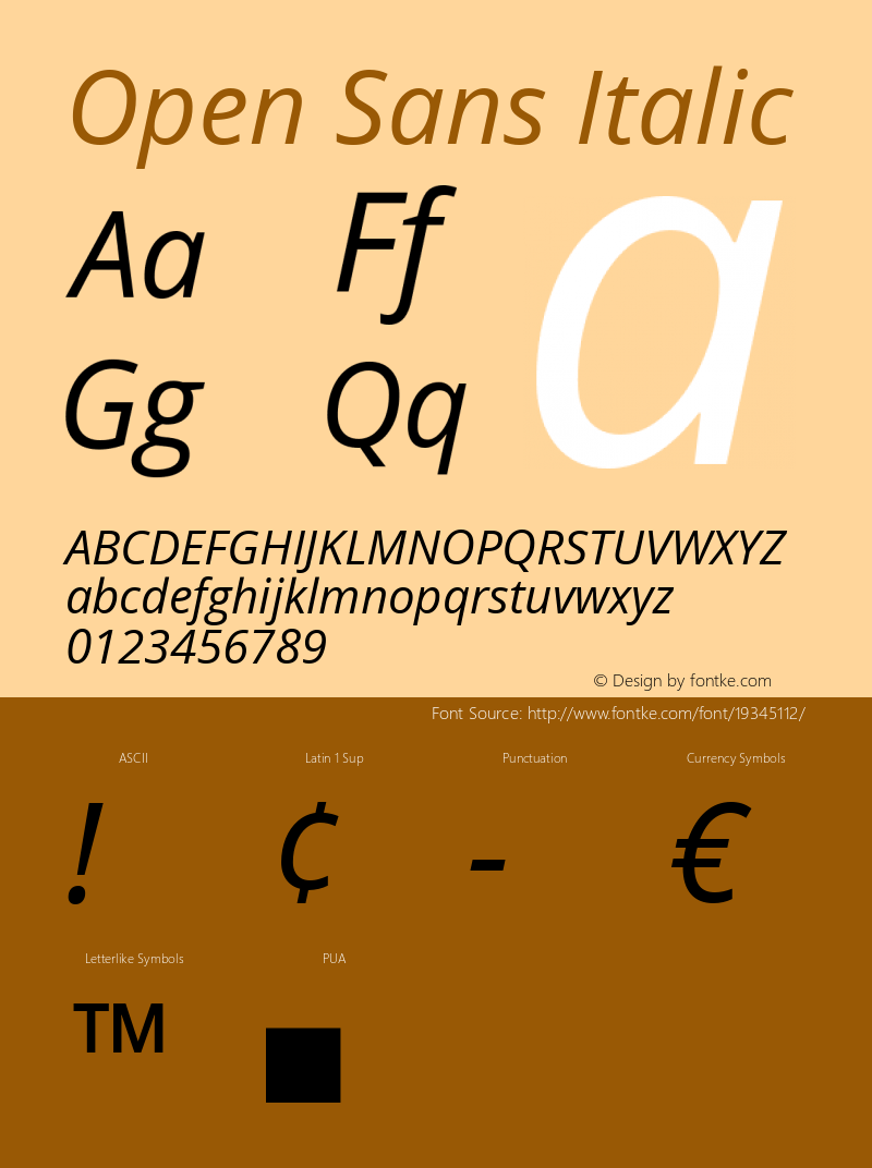 Open Sans Italic Version 1.10 Font Sample