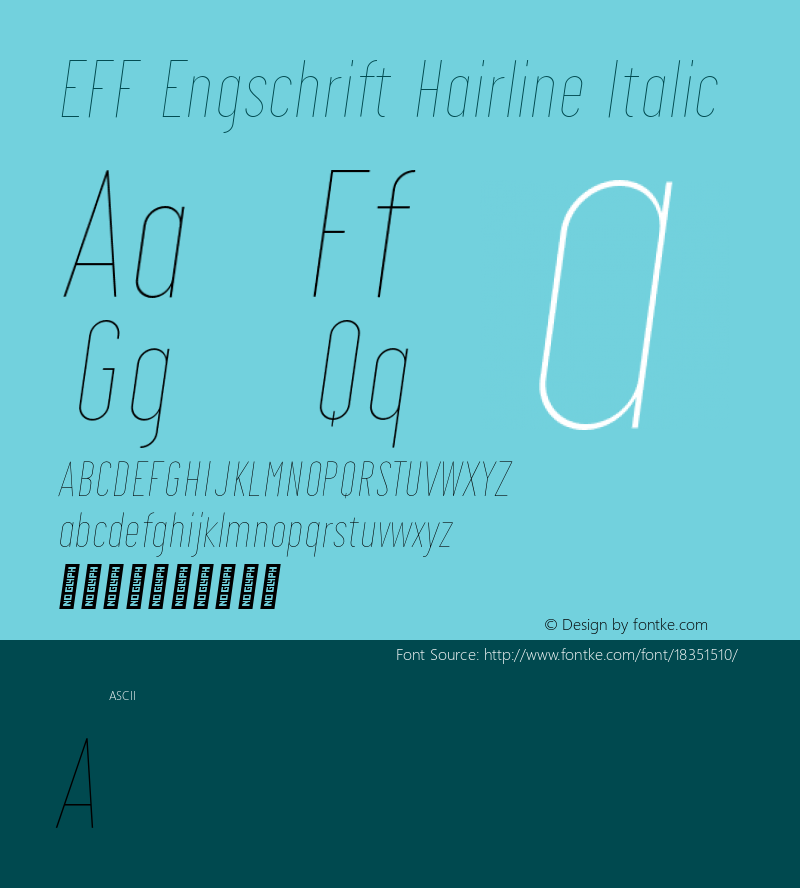 EFF Engschrift Hairline Italic Version 0.004;PS 000.004;hotconv 1.0.88;makeotf.lib2.5.64775 Font Sample