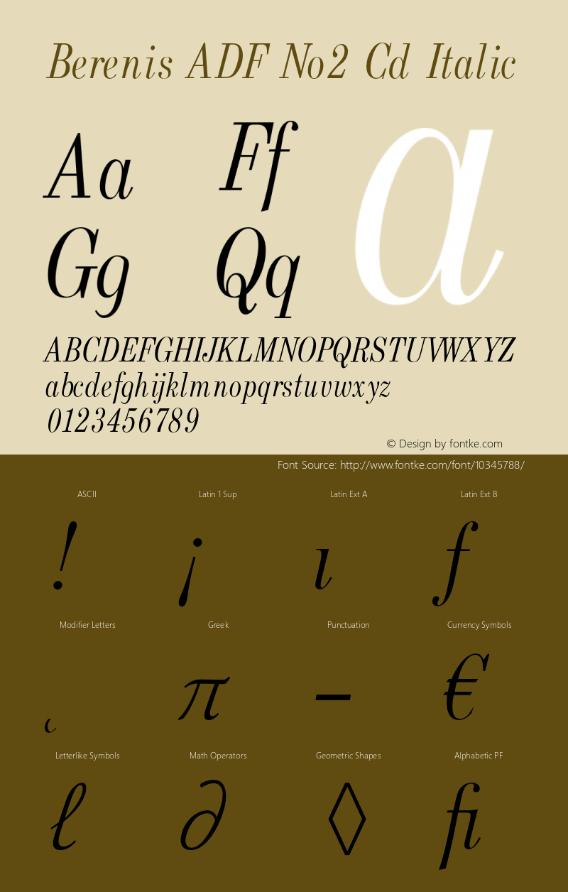 Berenis ADF No2 Cd Italic Version 1.001;PS 1.005;Core 1.0.38;makeotf.lib1.6.5960 Font Sample