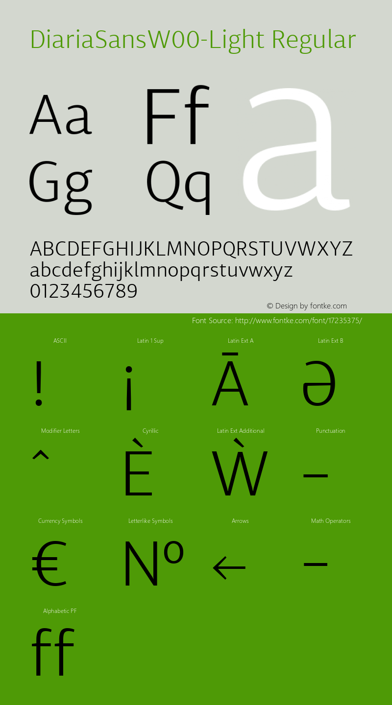 DiariaSansW00-Light Regular Version 1.00 Font Sample